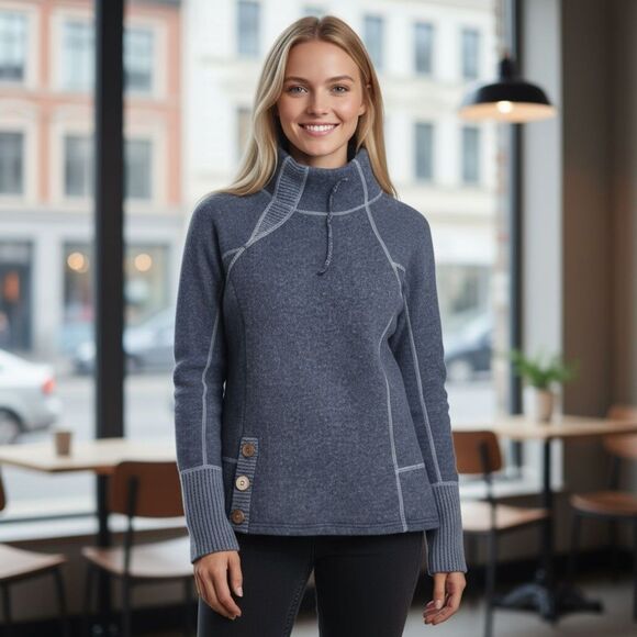 Prana Women's Lucia grey mock neck wool blend sweater pullover size S casual - Picture 1 of 10